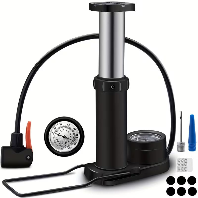 Single Cylinder Foot Air Pump with Pressure Gauge
