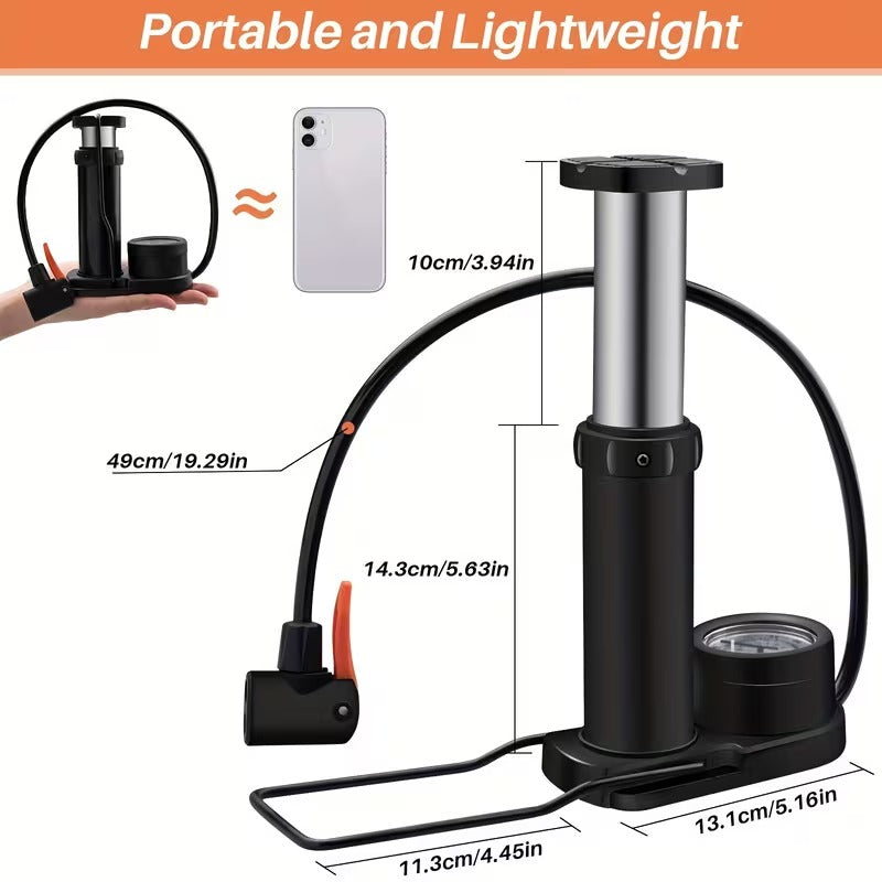 Single Cylinder Foot Air Pump with Pressure Gauge