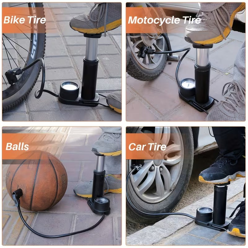 Single Cylinder Foot Air Pump with Pressure Gauge