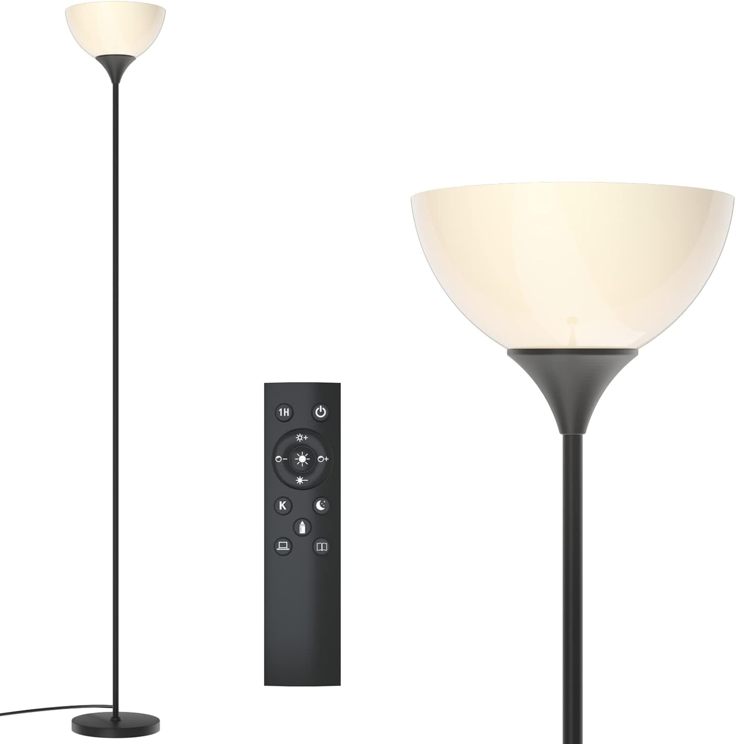 Floor Lamp, Remote Control, Stepless Brightness & Color Temperature