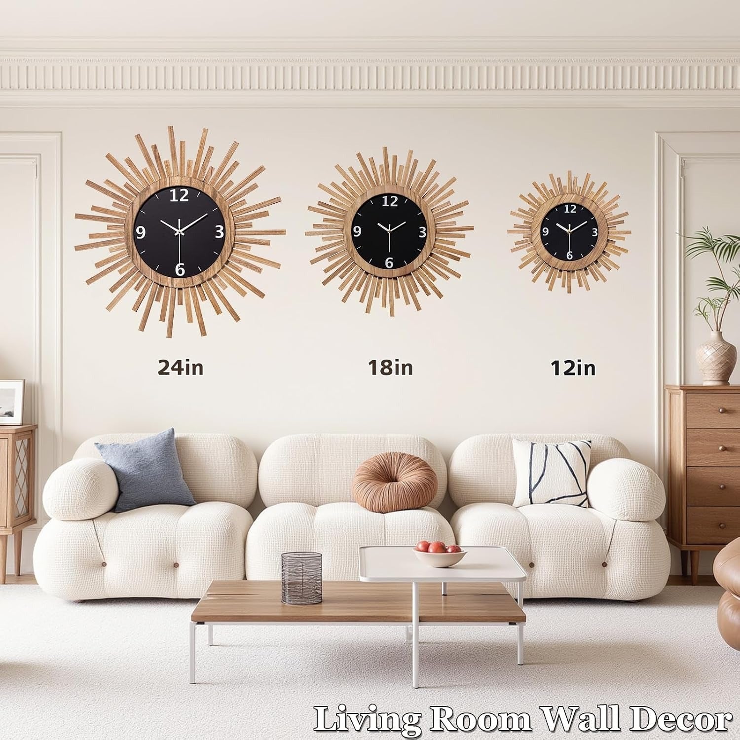 Sunburst Wooden Wall Clock