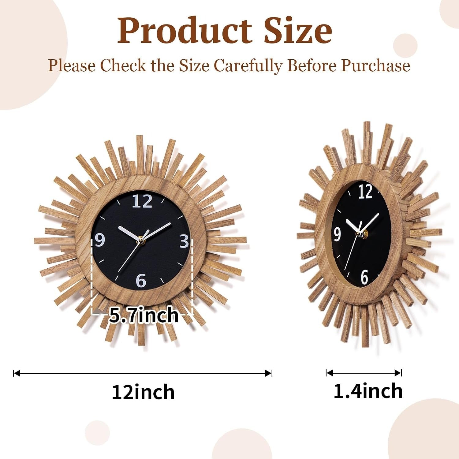 Sunburst Wooden Wall Clock