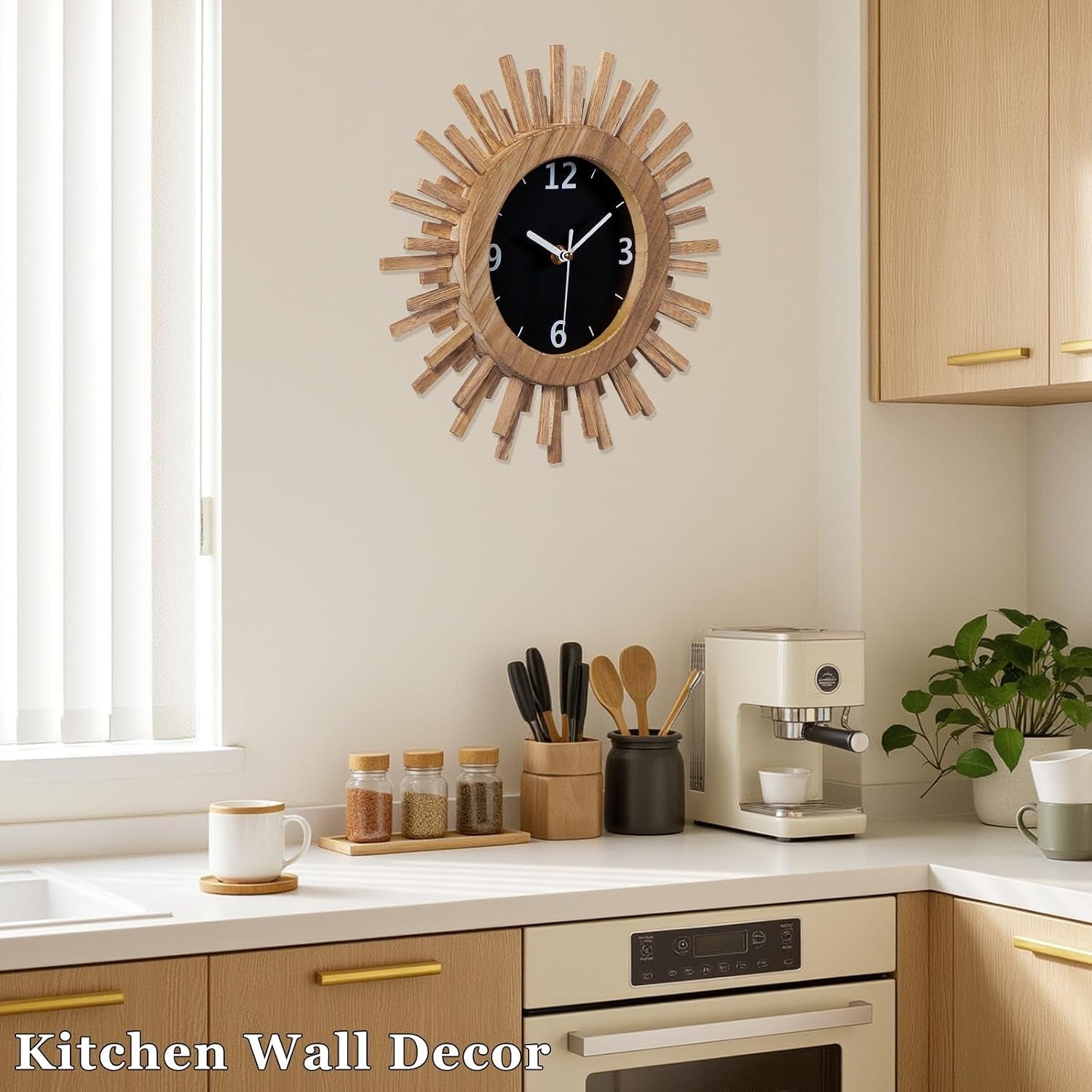 Sunburst Wooden Wall Clock