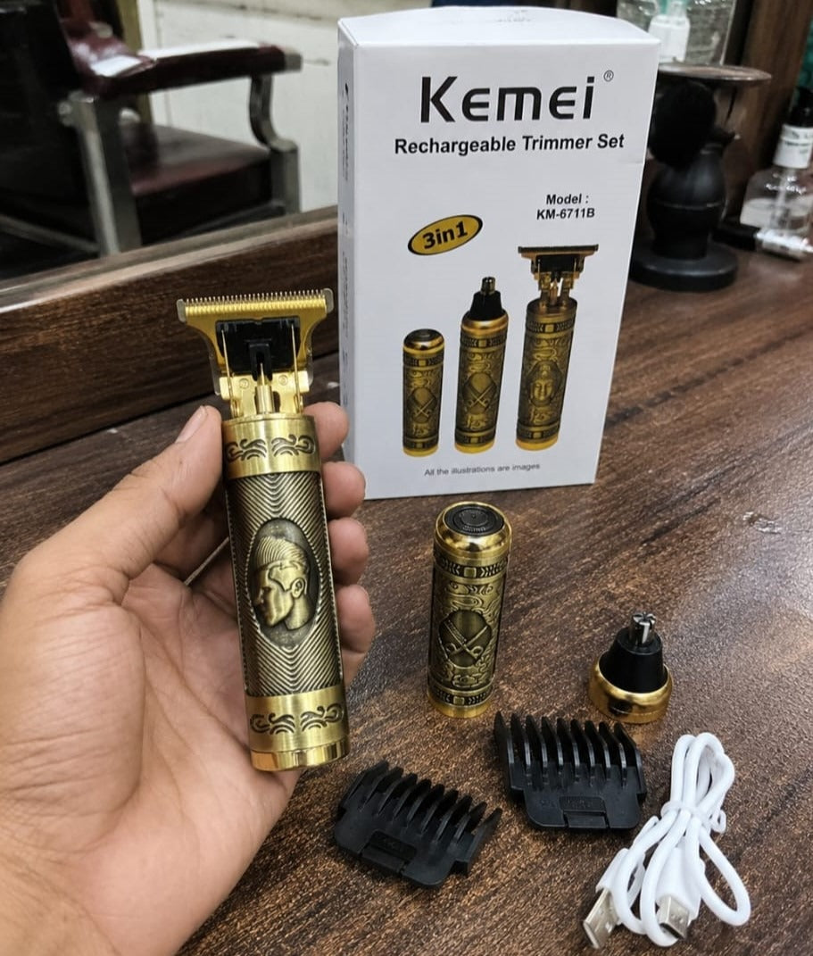 Kemei KM-6711B 3-in-1 Rechargeable Trimmer