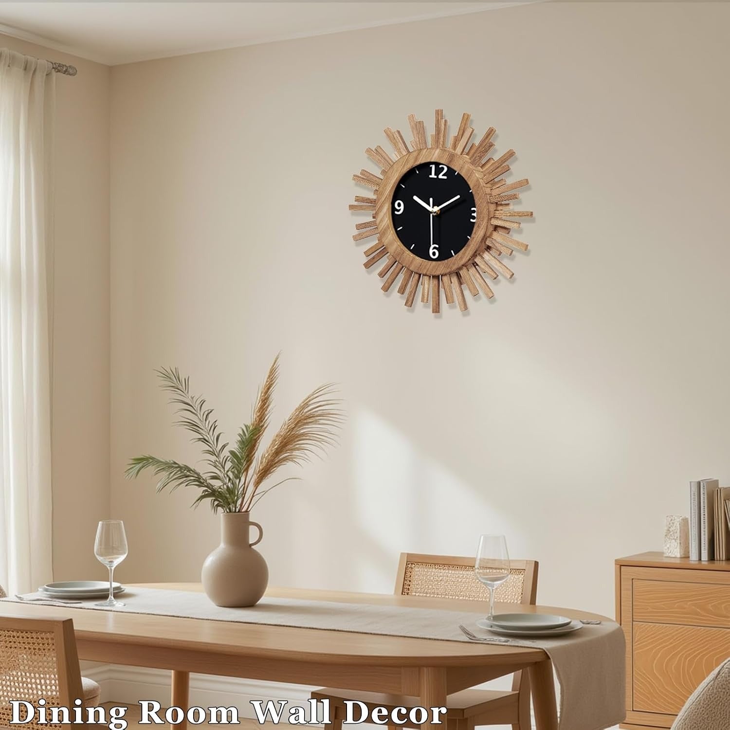 Sunburst Wooden Wall Clock