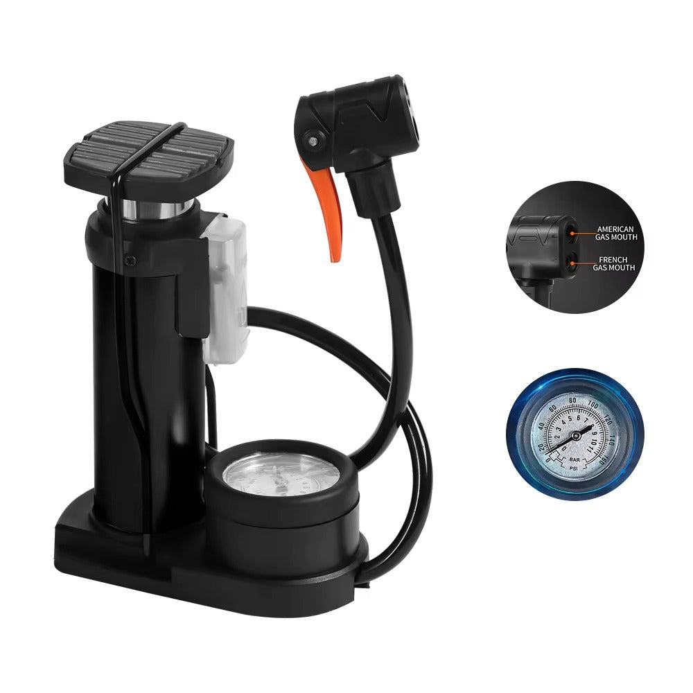 Single Cylinder Foot Air Pump with Pressure Gauge