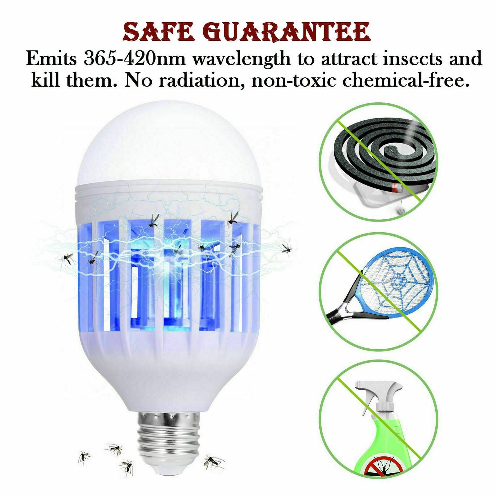 LED Mosquito Killer Lamp 9W | Electric Bug Zapper Light Bulb