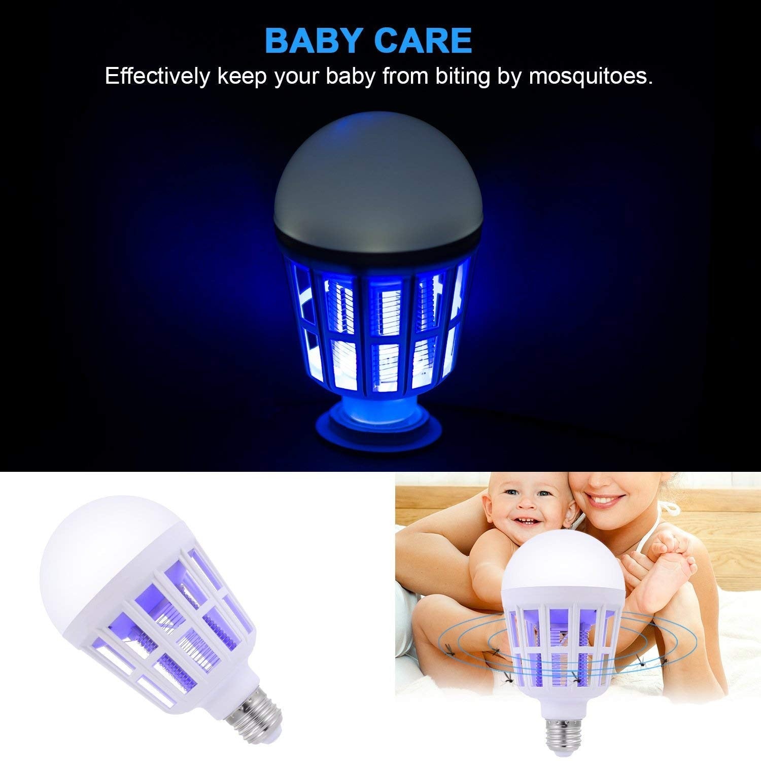 LED Mosquito Killer Lamp 9W | Electric Bug Zapper Light Bulb