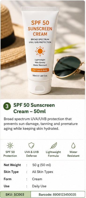 SPF 50 Sunscreen Cream for Face & Body
