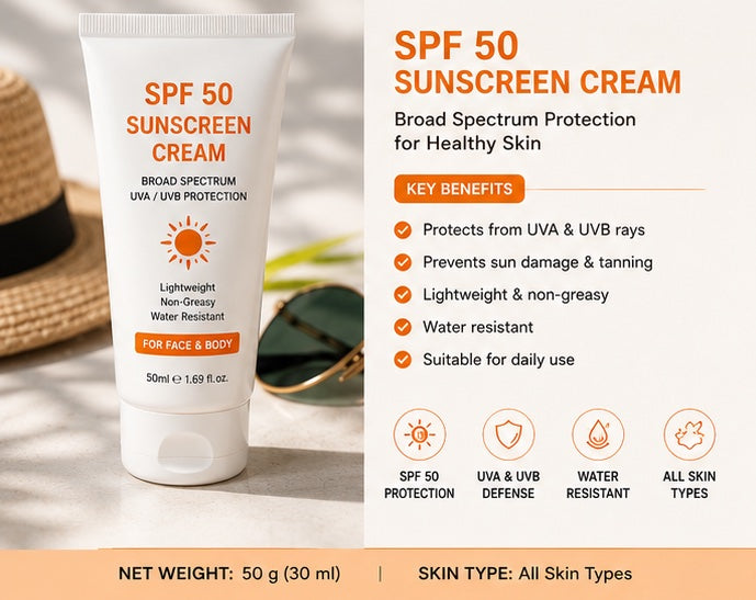 SPF 50 Sunscreen Cream for Face & Body